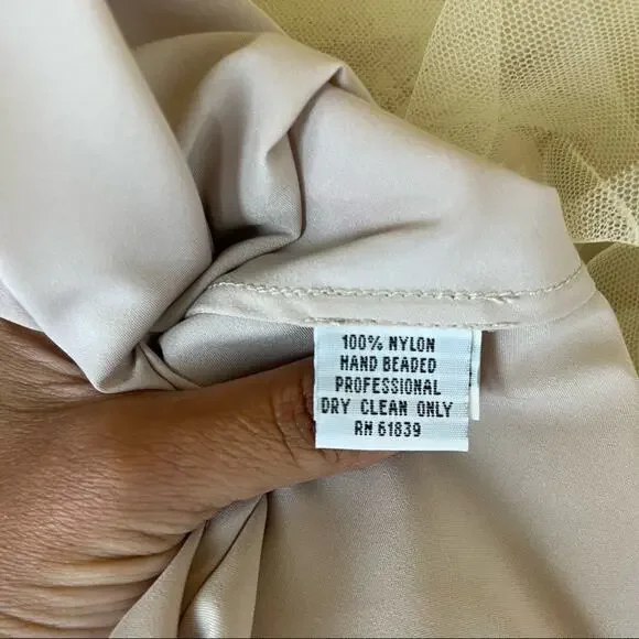 Teri Jon by Rickie Freeman Cream Tulle Sequin Jeweled Dress - Picture 9 of 10